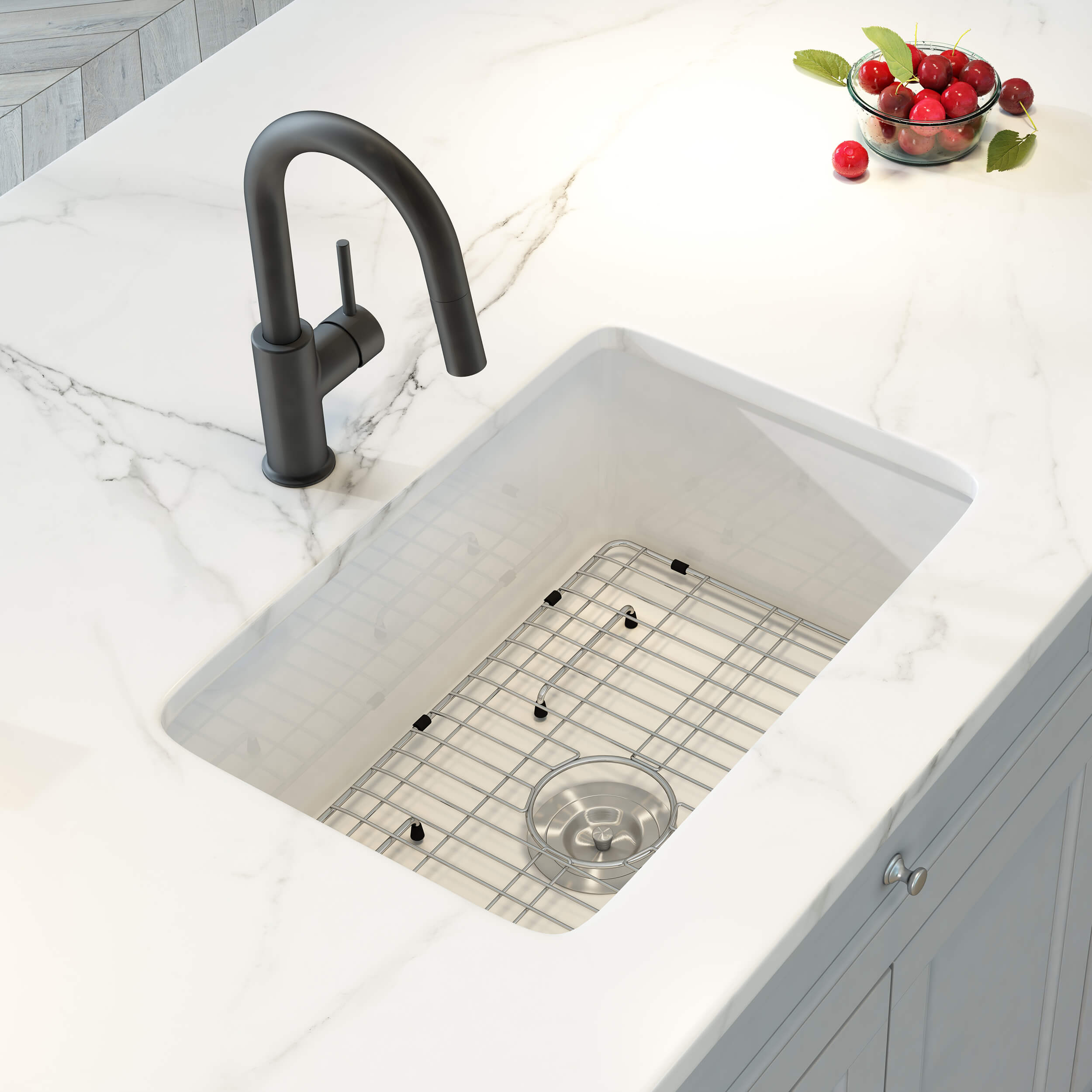 Nova 27" Fireclay Single Bowl Kitchen Undermount Sink - C2-27S