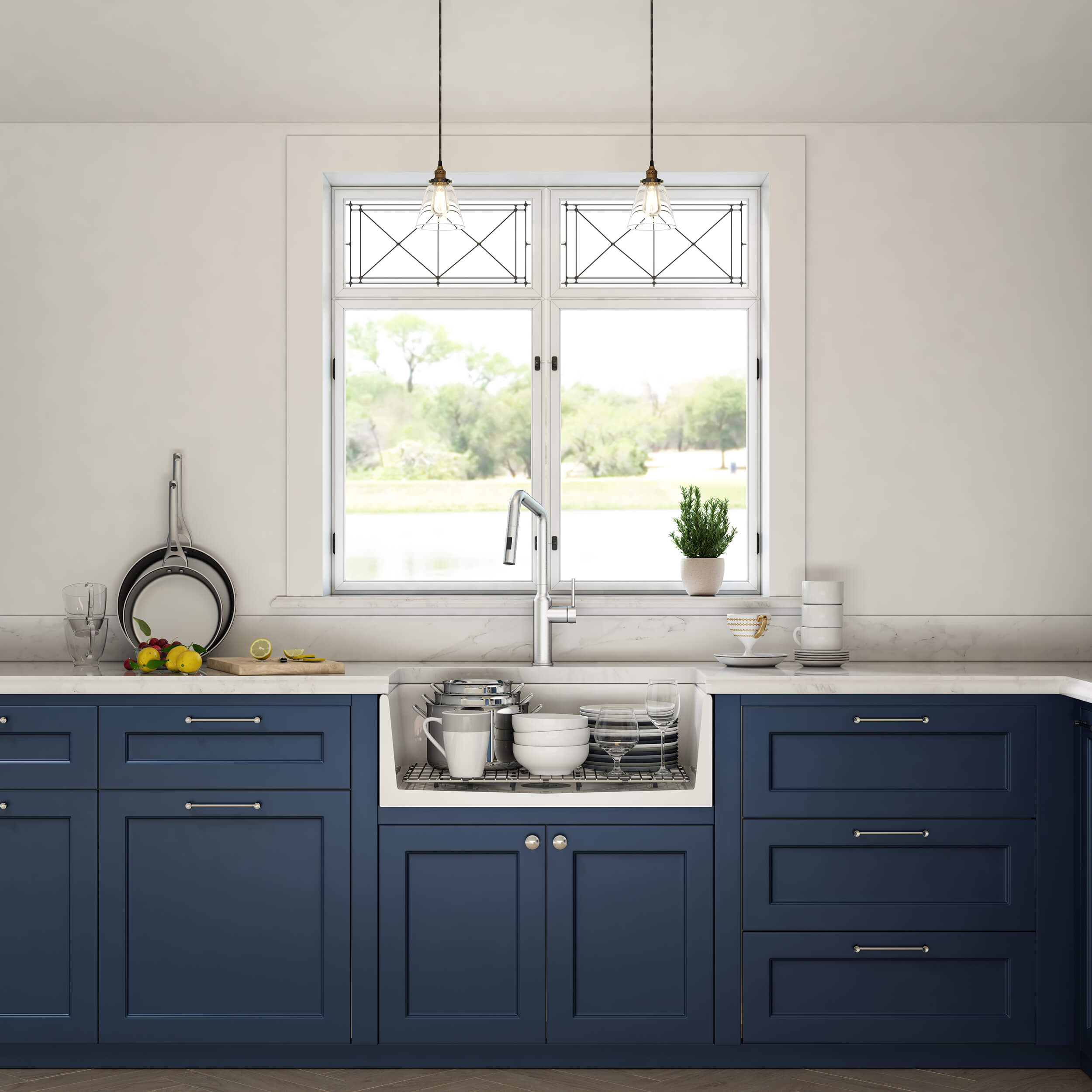 Nova - AR 30" Reversible Fireclay Single Bowl Kitchen Farmhouse Sink - C2-30SFAR