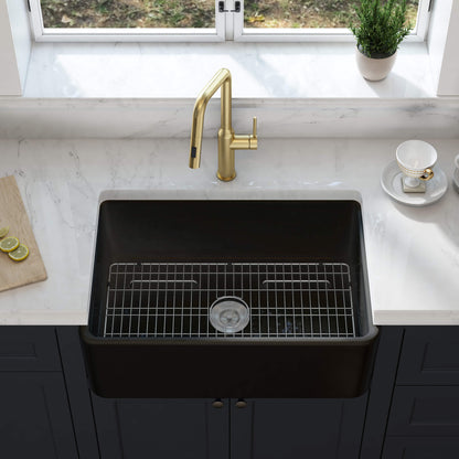 Nova 30" Matte Black Fireclay Single Bowl Kitchen Farmhouse Sink - C2-30SFMB