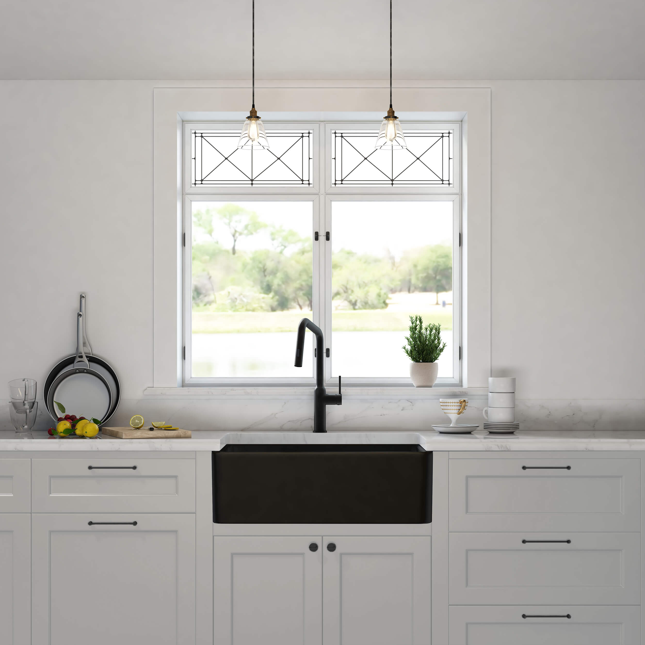 Nova 30" Matte Black Fireclay Single Bowl Kitchen Farmhouse Sink - C2-30SFMB