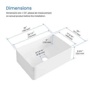 Nova 30" Farmhouse Fireclay Kitchen Workstation Sink - C2-30SFT  - Shop at Home Craft Studio | Call 