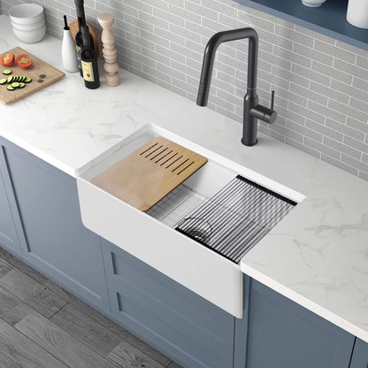 Nova 30" Farmhouse Fireclay Kitchen Workstation Sink - C2-30SFT