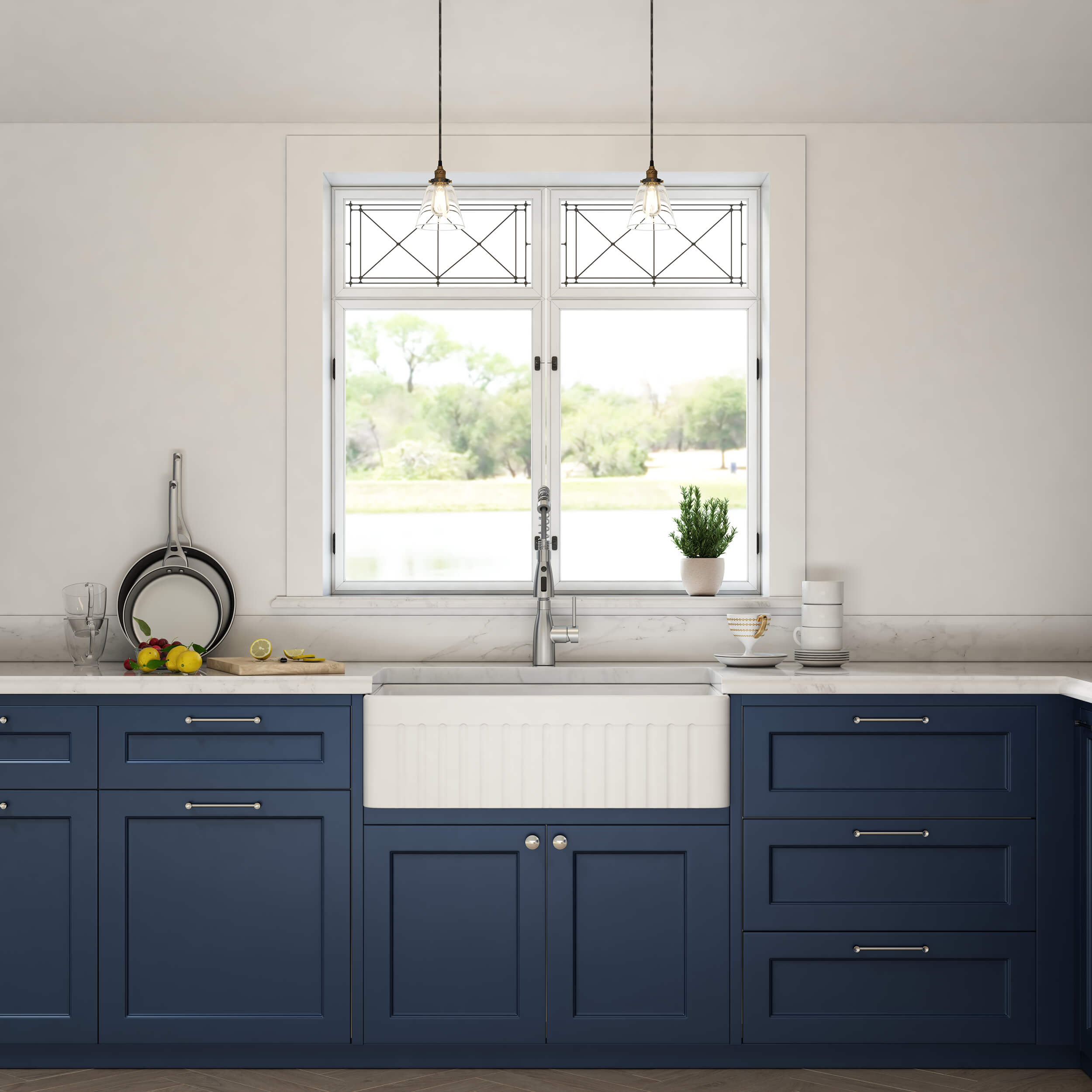 Nova - PL 33" Reversible Fireclay Single Bowl Kitchen Farmhouse Sink - C2-33SFPI