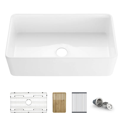 Nova 30" Farmhouse Fireclay Kitchen Workstation Sink - C2-30SFT