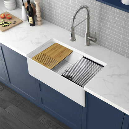 Nova 30" Farmhouse Fireclay Kitchen Workstation Sink - C2-30SFT