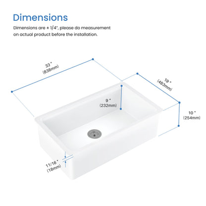 33" Fireclay Undermount  Workstation Sink - C2-33ST