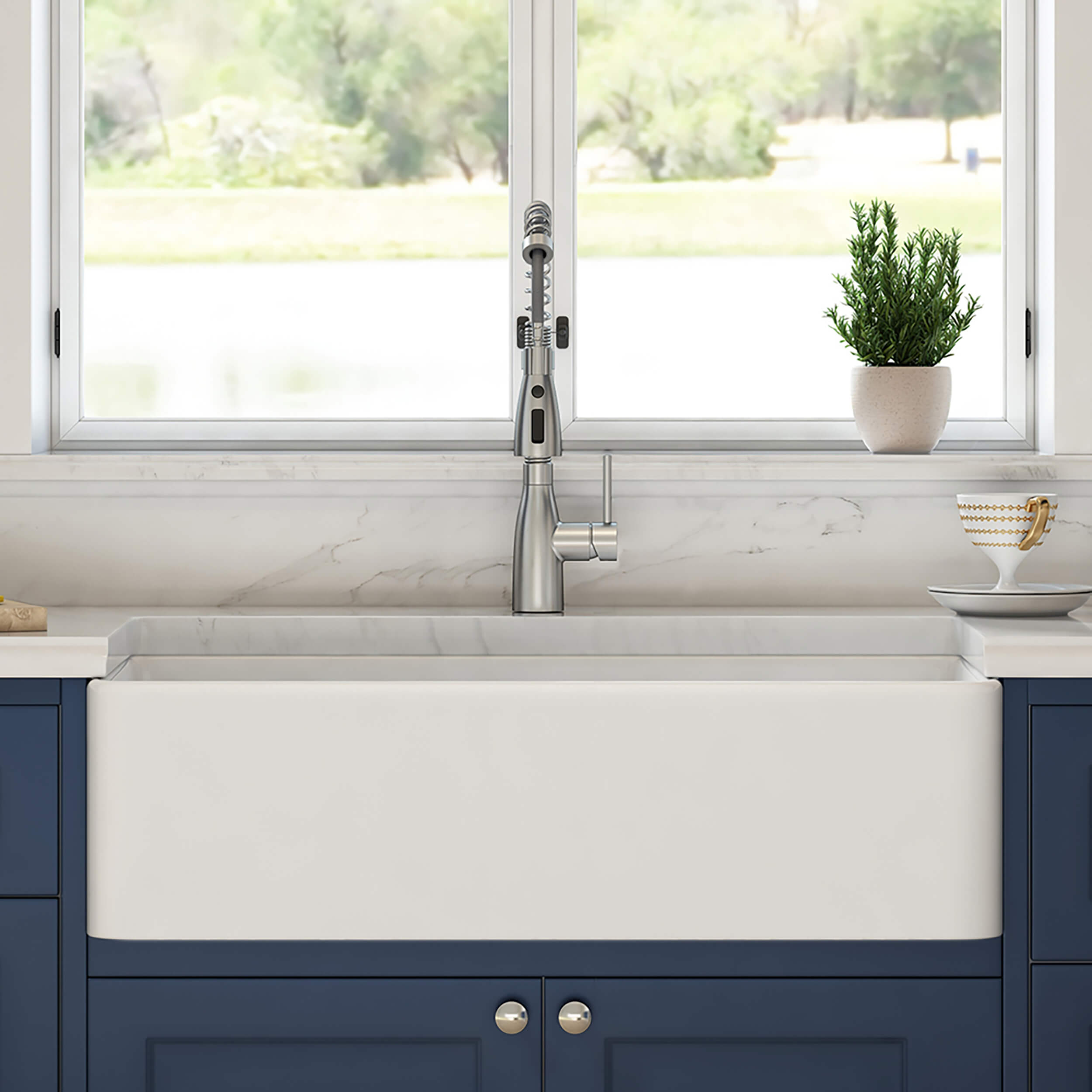 Nova 36" Fireclay Single Bowl Kitchen Farmhouse Sink - C2-36SF
