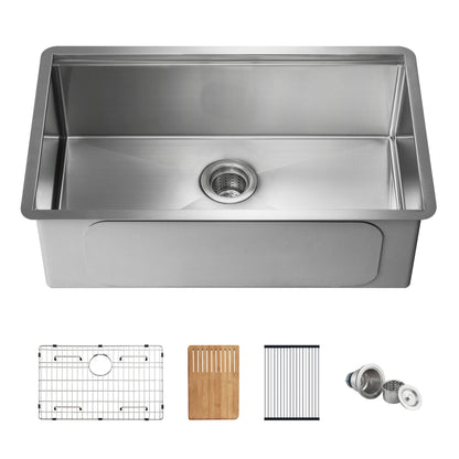 30" Handcrafted 316 Marine Grade Stainless Steel Single Bowl Workstation Undermount Kitchen Sink - C3-30ST