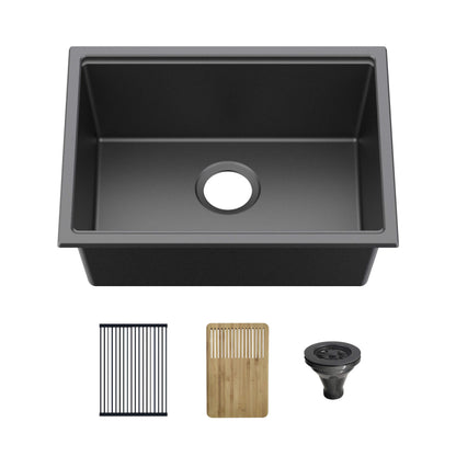 23" Undermount Workstation Single Bowl Quartz Kitchen Sink - C4-23ST