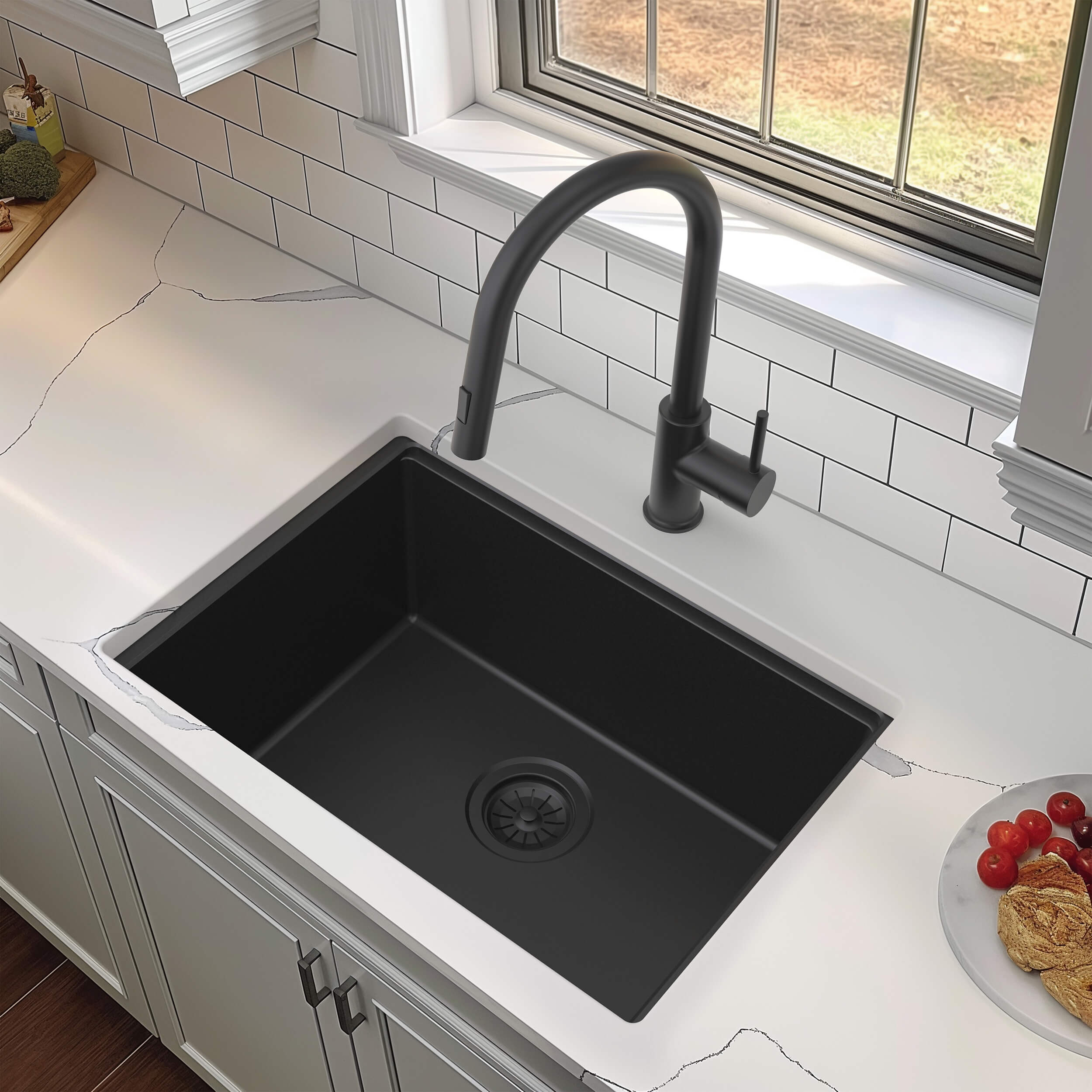 23" Undermount Workstation Single Bowl Quartz Kitchen Sink - C4-23ST