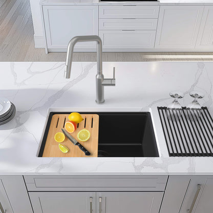 23" Undermount Workstation Single Bowl Quartz Kitchen Sink - C4-23ST