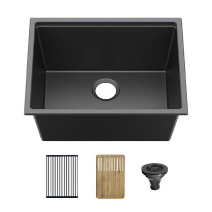 25" Undermount Workstation Single Bowl Quartz Kitchen Sink - C4-25ST