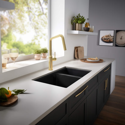 33" Undermount Workstation Double Bowl Quartz Kitchen Sink - C4-33DT