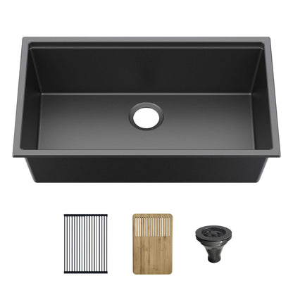 33" Undermount Workstation Single Bowl Quartz Kitchen Sink - C4-33ST