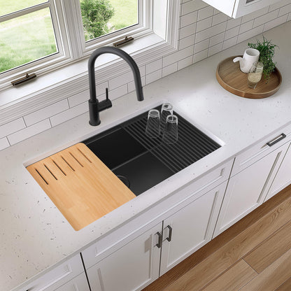 33" Undermount Workstation Single Bowl Quartz Kitchen Sink - C4-33ST