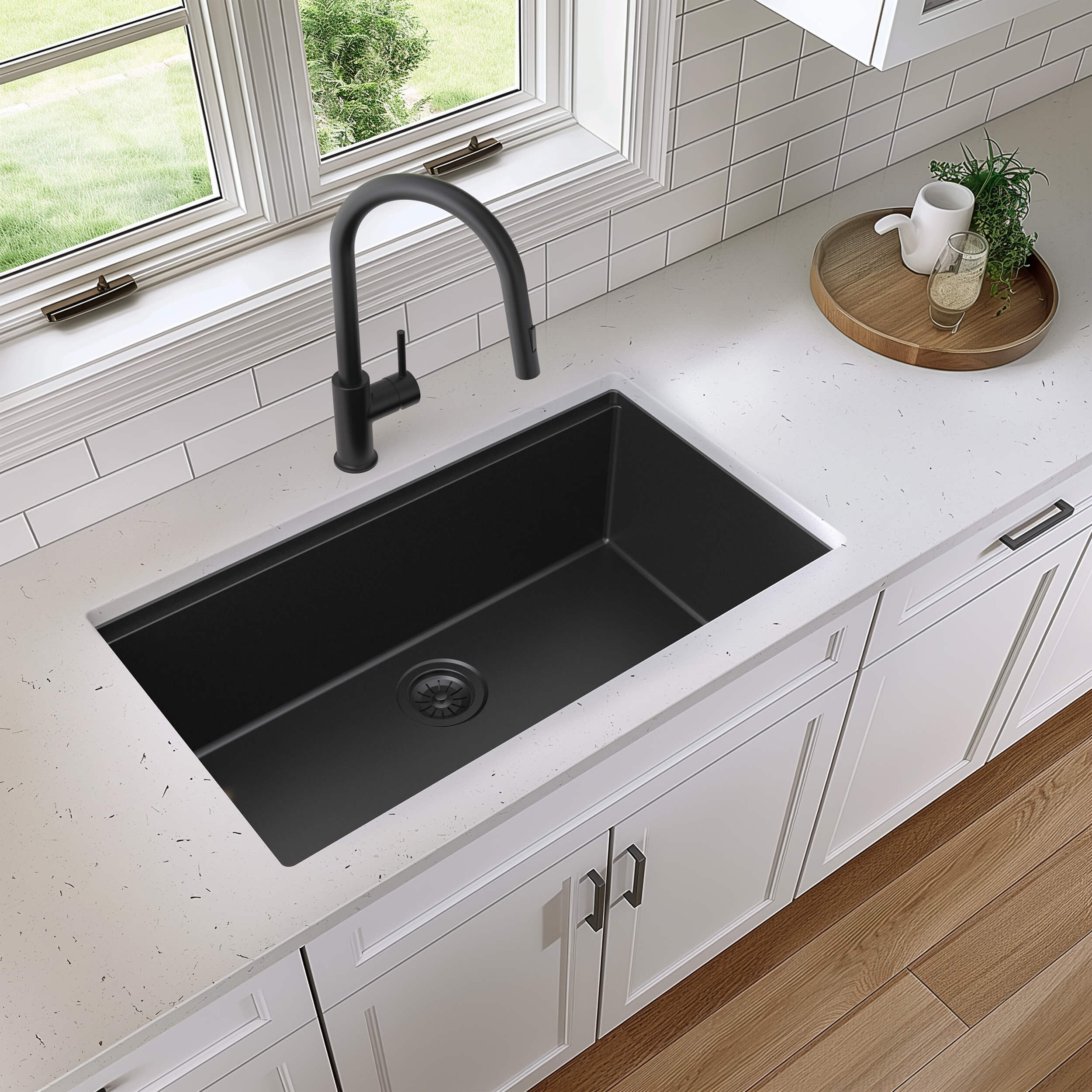 33" Undermount Workstation Single Bowl Quartz Kitchen Sink - C4-33ST