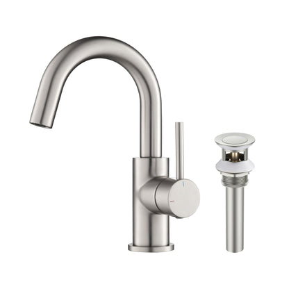 Halo High-Arc Single Handle Bathroom Vanity Sink Faucet with Pop Up Drain - CBF-1021