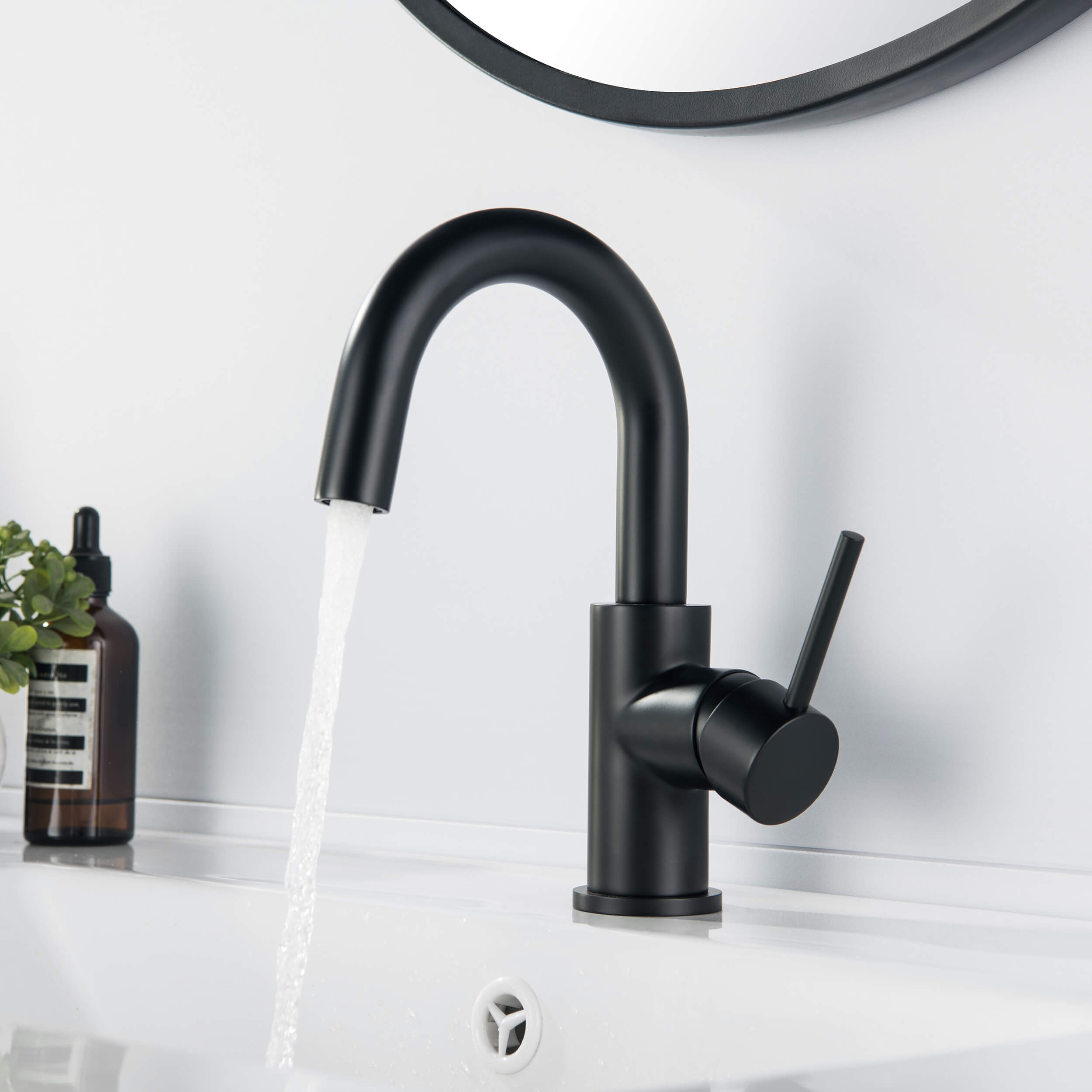 Halo High-Arc Single Handle Bathroom Vanity Sink Faucet with Pop Up Drain - CBF-1021