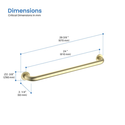 Halo 24" Stainless Steel Bathroom Safety Grab Bar - CGB-1024