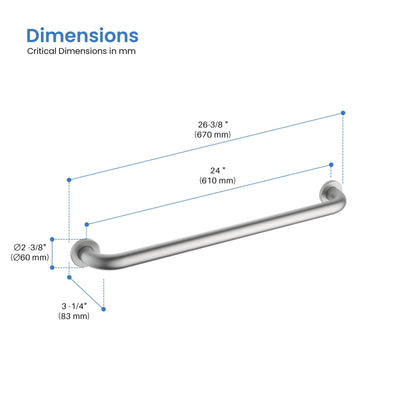 Halo 24" Stainless Steel Bathroom Safety Grab Bar - CGB-1024