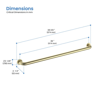 Halo 36" Stainless Steel Bathroom Safety Grab Bar - CGB-1036