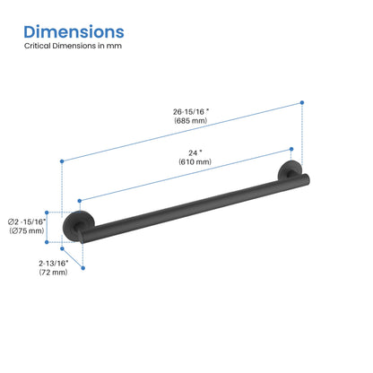 24" Stainless Steel Bathroom Safety Grab Bar - CGB-1124