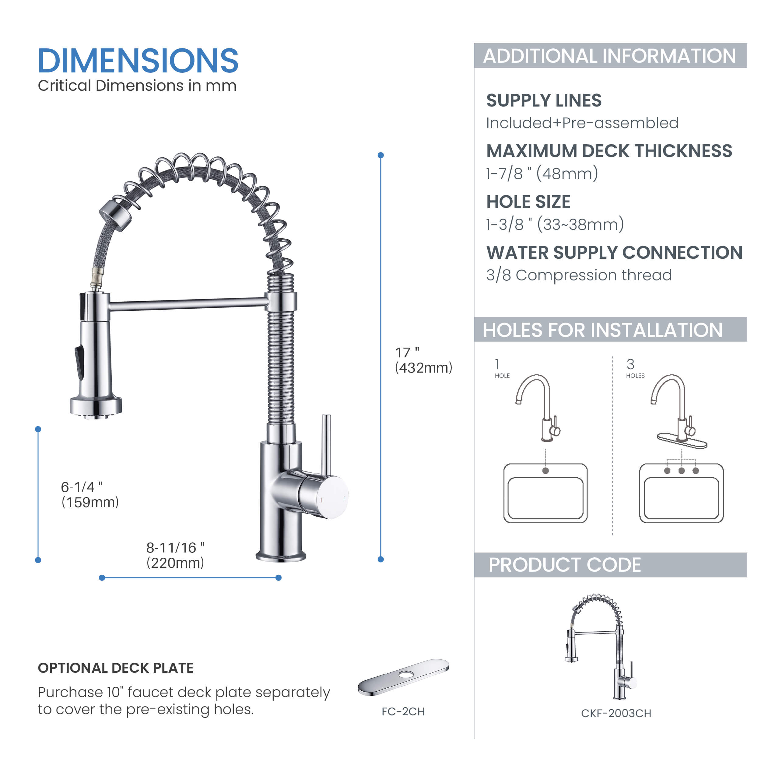 Genova Commercial Style Single Handle Pull Down Kitchen Sink Faucet - CKF-2003
