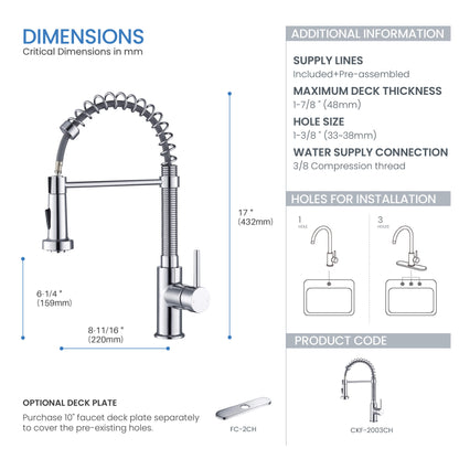 Genova Commercial Style Single Handle Pull Down Kitchen Sink Faucet - CKF-2003