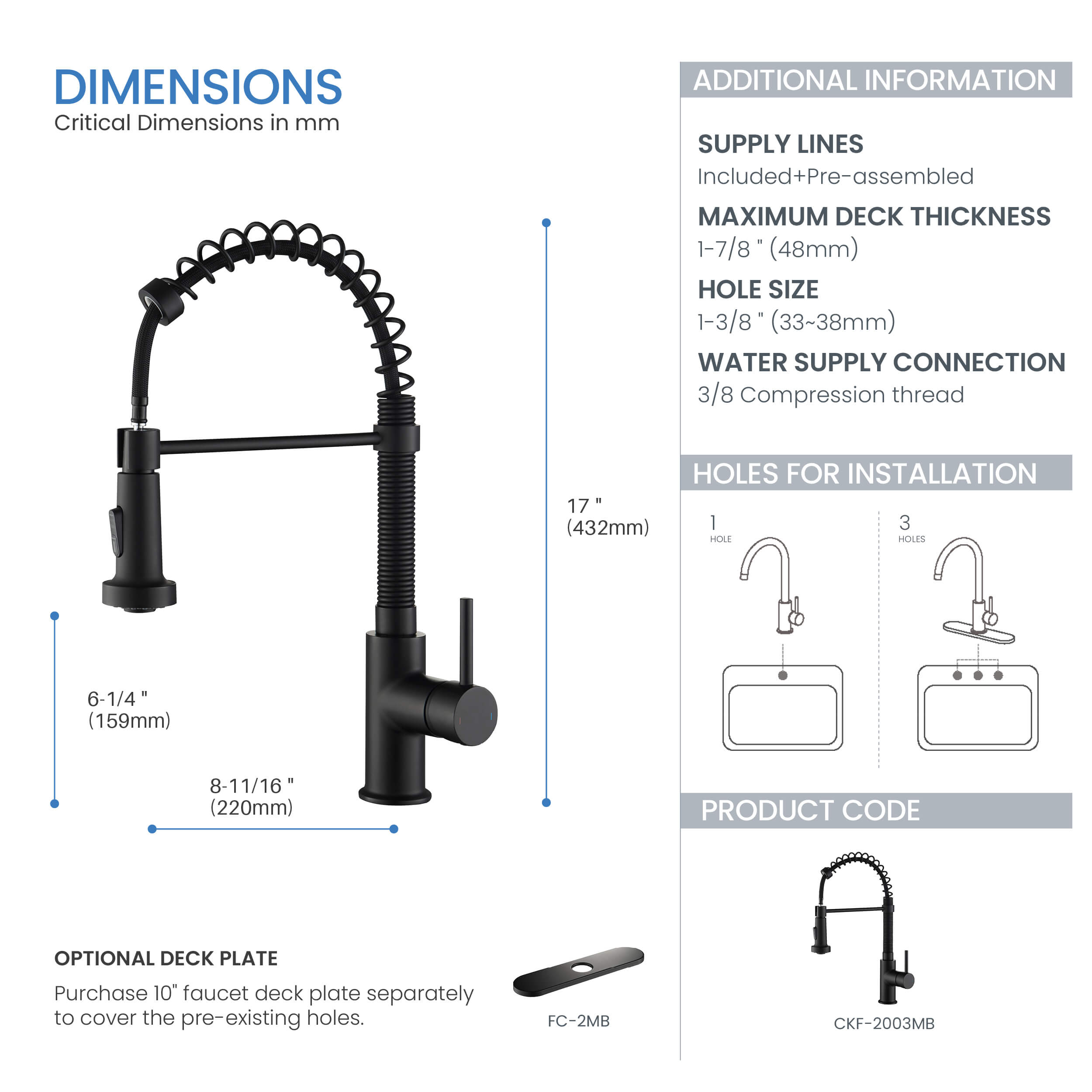 Genova Commercial Style Single Handle Pull Down Kitchen Sink Faucet - CKF-2003
