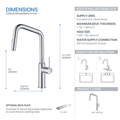 Tampa Single Handle Pull Down Kitchen Sink Faucet - CKF-2007