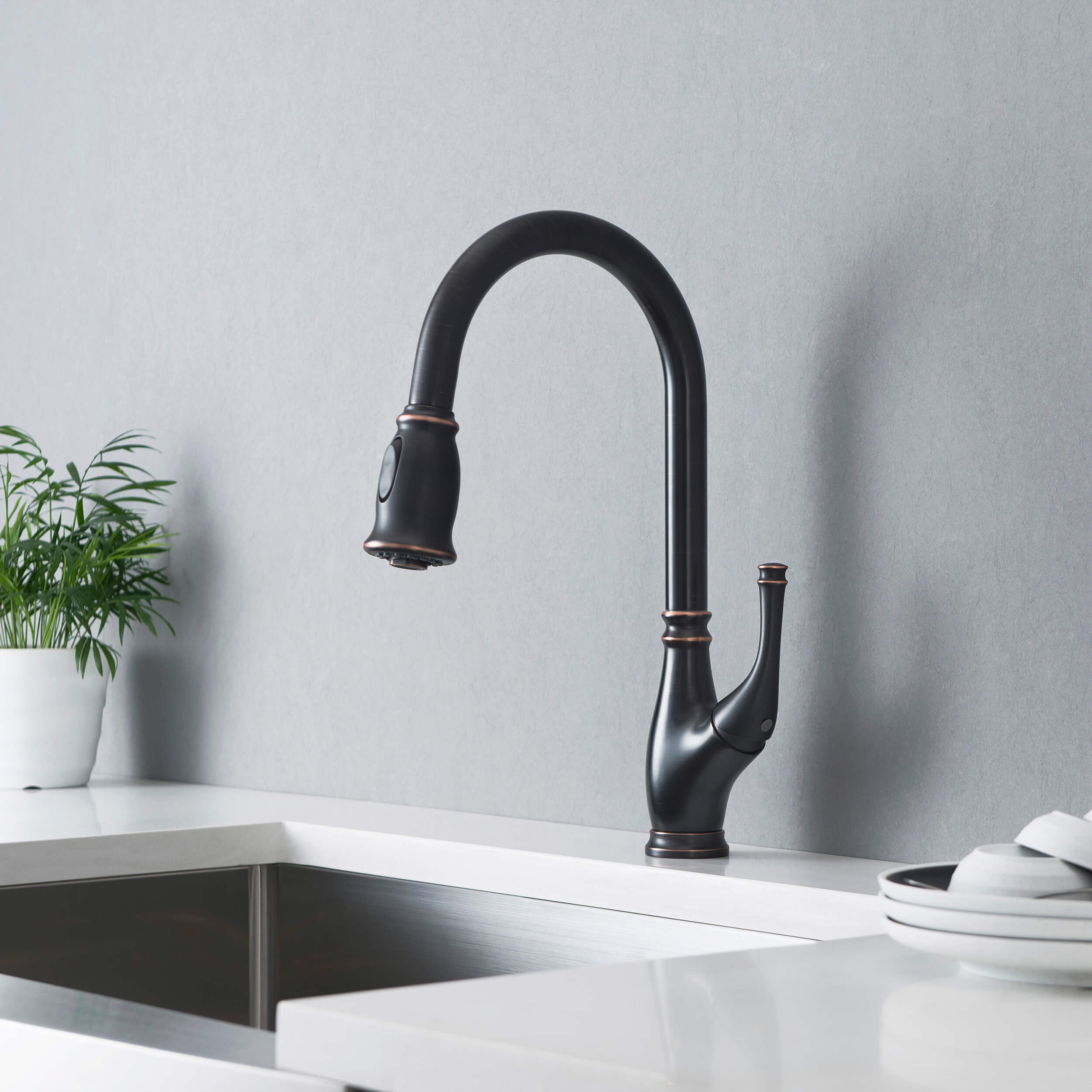 Omaha Single Handle Pull Down Kitchen Sink Faucet - CKF-2009