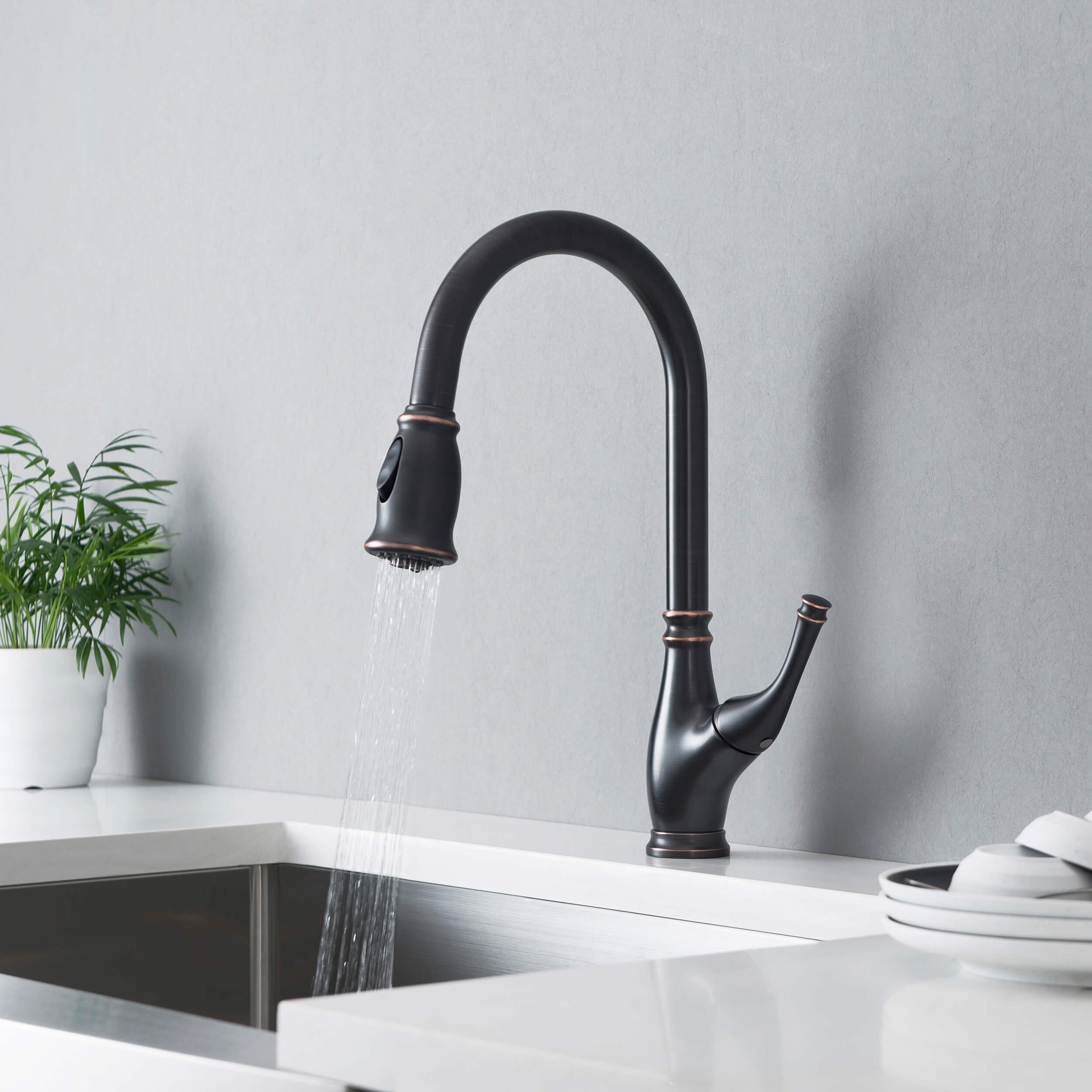 Omaha Single Handle Pull Down Kitchen Sink Faucet - CKF-2009