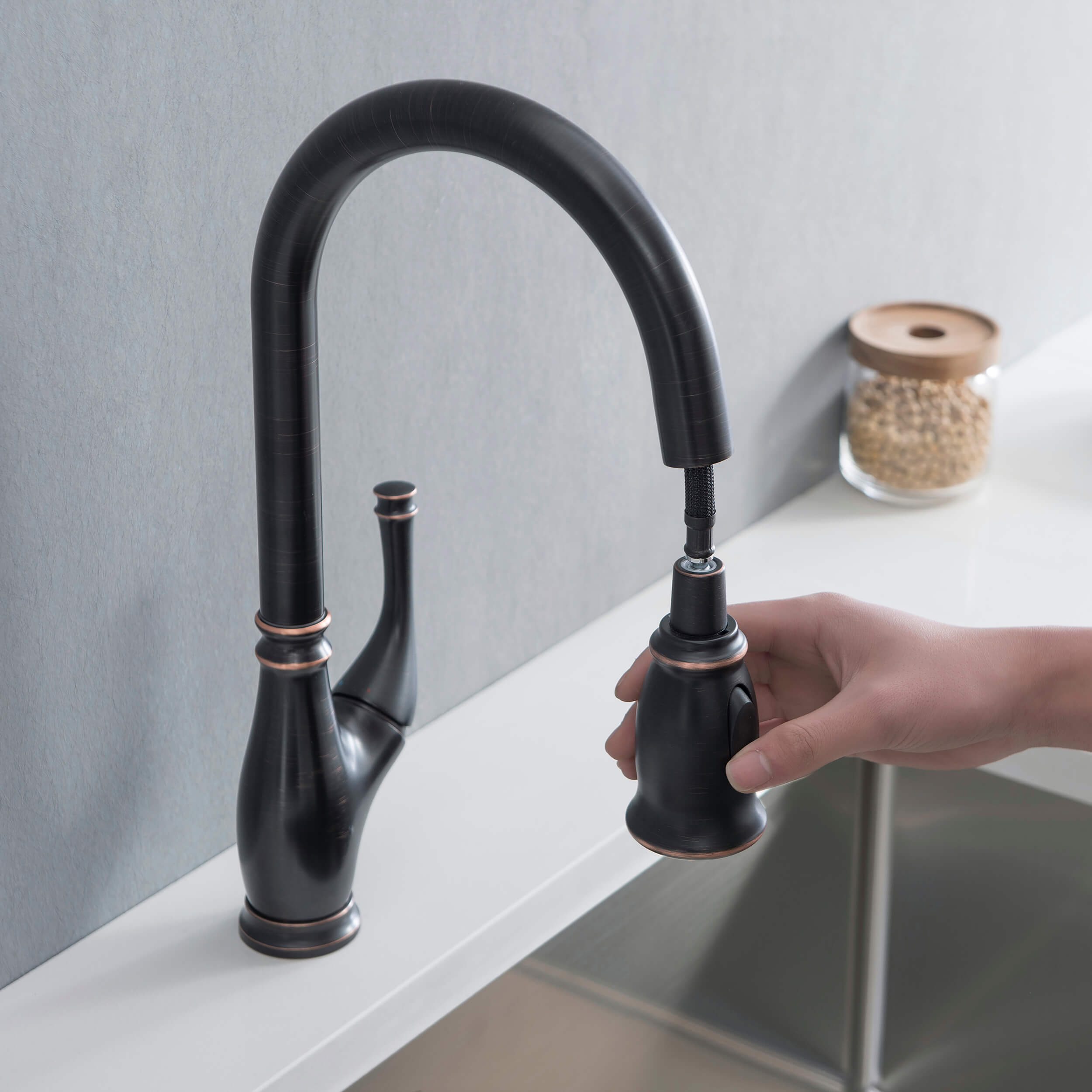 Omaha Single Handle Pull Down Kitchen Sink Faucet - CKF-2009