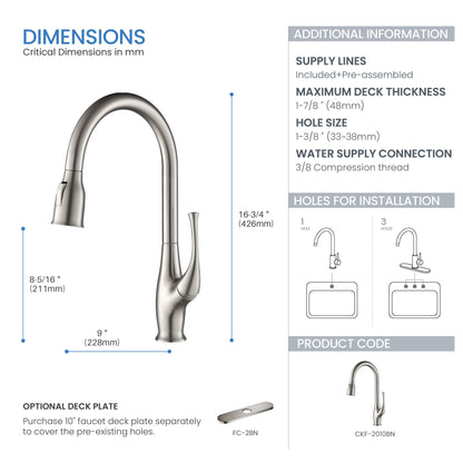 Kansas Single Handle Pull Down Kitchen Sink Faucet - CKF-2010
