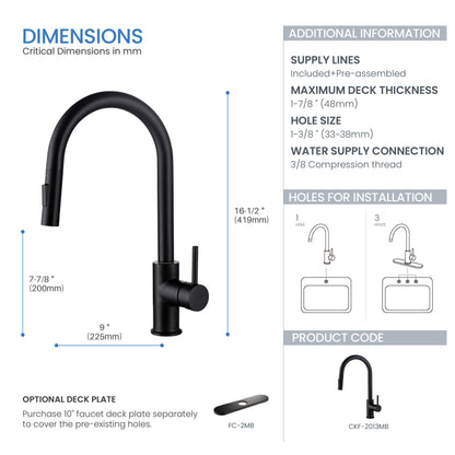 Halo Single Handle Pull Down Kitchen Faucet - CKF-2013