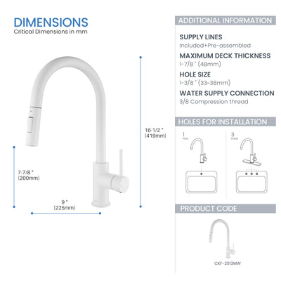 Halo Single Handle Pull Down Kitchen Faucet - CKF-2013