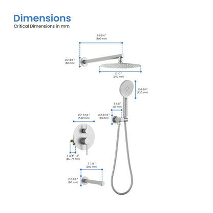 Halo Pressure Balanced 3-Function Wall Mount Shower System with Rough-In Valve - CSF-4004