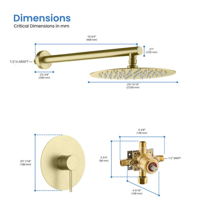Halo Pressure Balanced Single Function Wall Mount Shower System with Rough-In Valve - CSF-4007