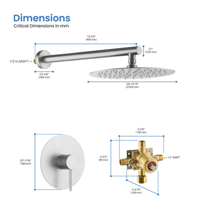 Halo Pressure Balanced Single Function Wall Mount Shower System with Rough-In Valve - CSF-4007