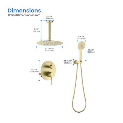 Halo Pressure Balanced 2-Function Ceiling Mount Shower System with Rough-in Valve - CSF-4008