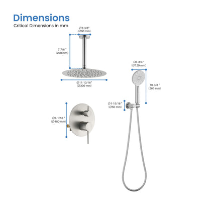Halo Pressure Balanced 2-Function Ceiling Mount Shower System with Rough-in Valve - CSF-4008