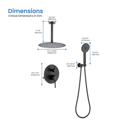 Halo Pressure Balanced 2-Function Ceiling Mount Shower System with Rough-in Valve - CSF-4008