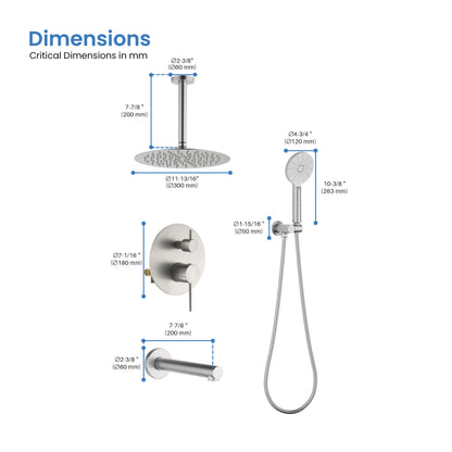 Halo Pressure Balanced 3-Function Ceiling Mount Shower System with Rough-in Valve - CSF-4009