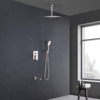 Quadra Pressure Balanced 3-Function Ceiling Mount Shower System with Rough-In Valve - CSF-4013