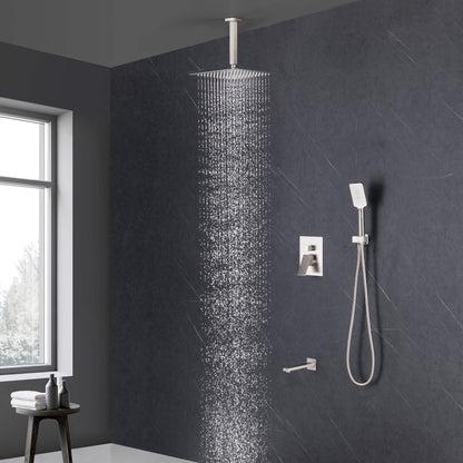 Quadra Pressure Balanced 3-Function Ceiling Mount Shower System with Rough-In Valve - CSF-4013