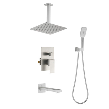 Quadra Pressure Balanced 3-Function Ceiling Mount Shower System with Rough-In Valve - CSF-4013
