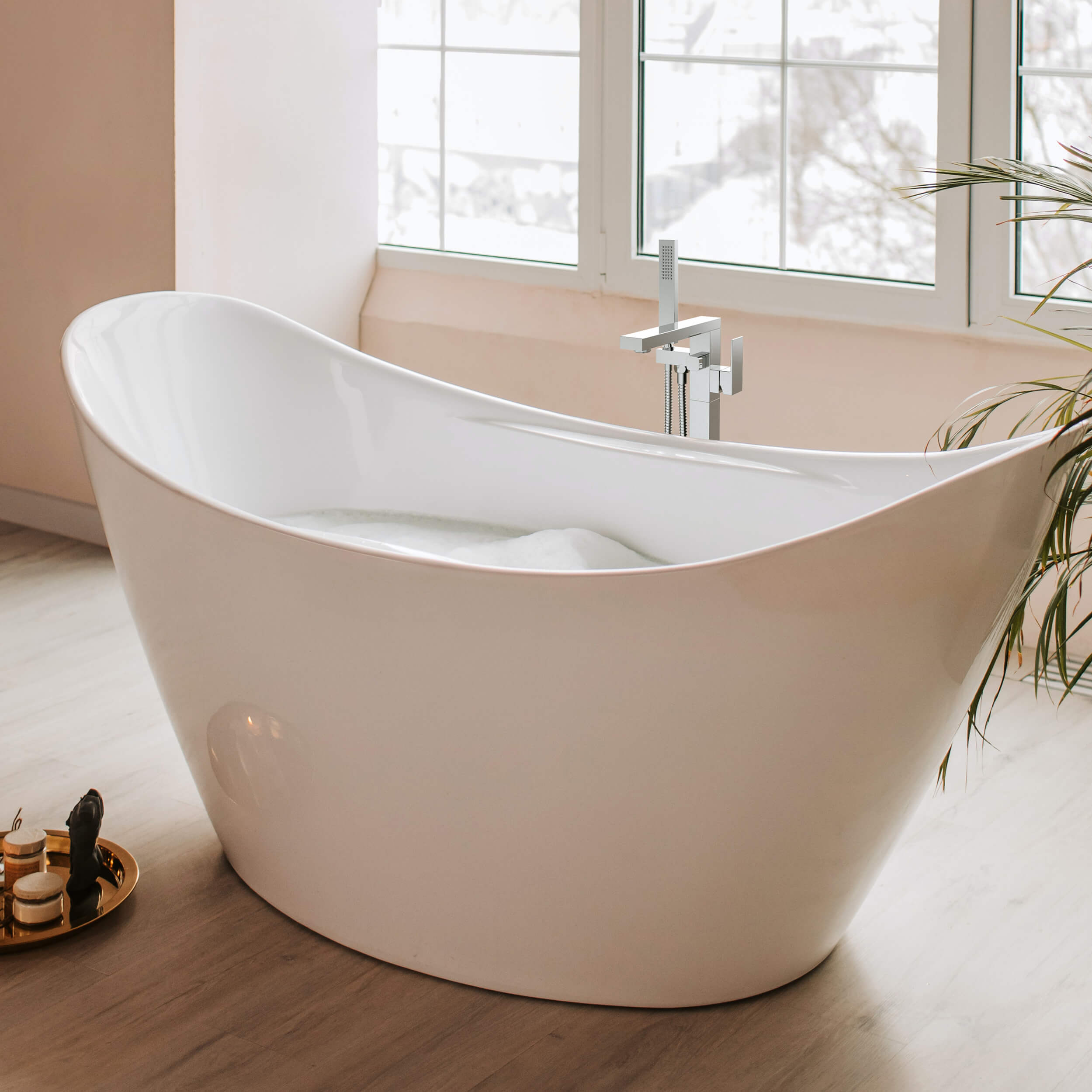 Quadra Floor Mount Tub Filler With Hand Shower - CTF-3002