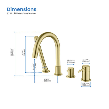 Halo Deck Mounted Roman Bathtub Faucet with Hand Shower - CTF-3101