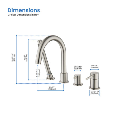 Halo Deck Mounted Roman Bathtub Faucet with Hand Shower - CTF-3101