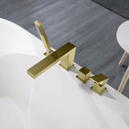 Quadra Deck Mounted Roman Bathtub Faucet with Hand Shower - CTF-3102